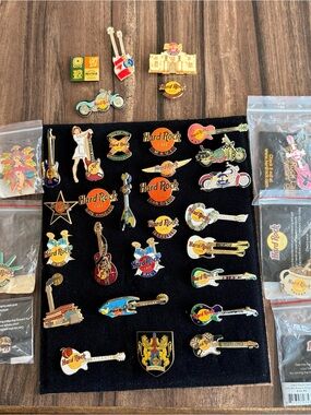 Hard Rock Cafe Collectors Pin Lot Of 39+ Keychain U.S Mexico & Europe $400 Value